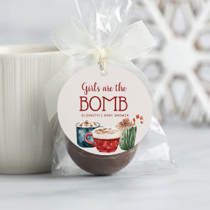 Hot Chocolate Bomb Girl Baby Shower Favour Tag