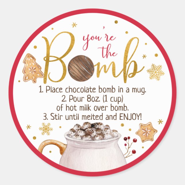 Hot Chocolate Bomb Hot Cocoa Bomb Instruction Classic Round Sticker (Front)