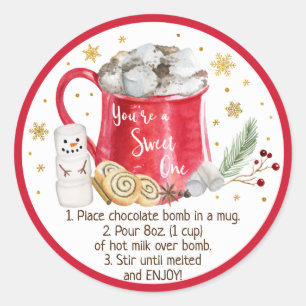 Hot Chocolate Bomb Hot Cocoa Bomb Instruction Classic Round Sticker
