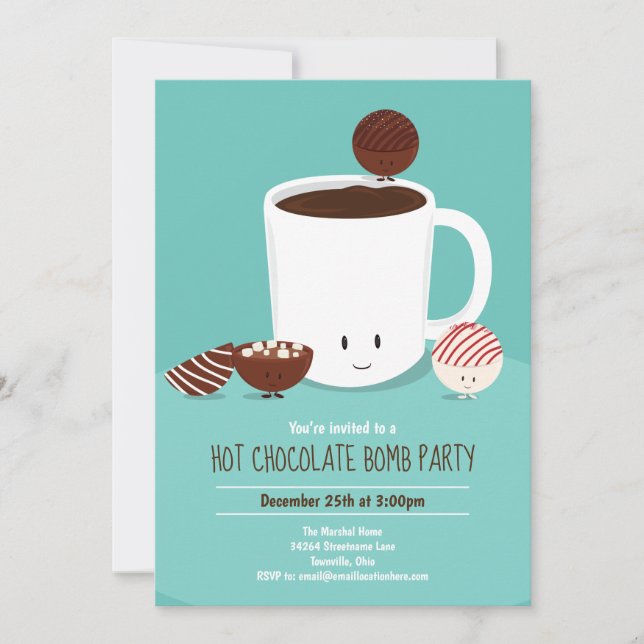 Hot Chocolate Bomb Hot Cocoa Party Invitation (Front)