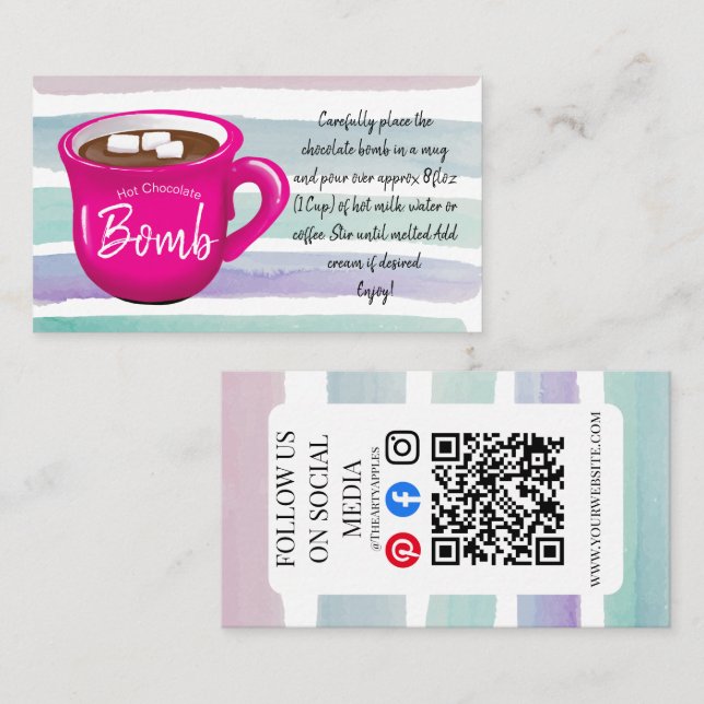 hot chocolate bomb instructions review request business card (Front/Back)
