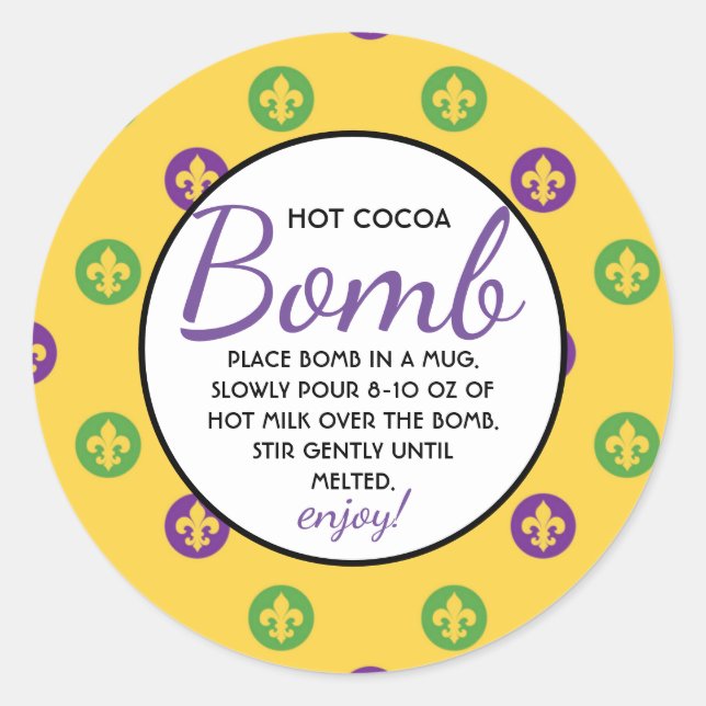 Hot Chocolate Bomb Mardi Gras Classic Round Sticker (Front)
