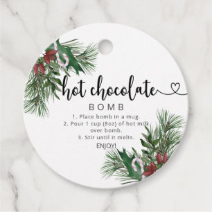 Hot chocolate bomb tag. Evergreen hot cocoa bomb F Favour Tags