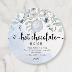 Hot chocolate bomb tag. Watercolor winter Favour Tags
