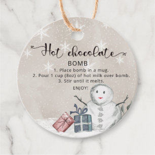 Hot chocolate bomb tag. Winter hot cocoa bomb Favo Favour Tags