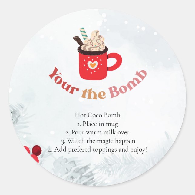 Hot Chocolate Bomb Watercolor Christmas Favour Classic Round Sticker (Front)