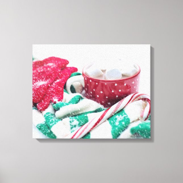 Hot Chocolate & Candy Cane Christmas Canvas Print (Front)