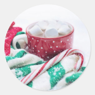 Hot Chocolate & Candy Cane Christmas Classic Round Sticker