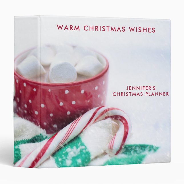 Hot Chocolate & Candy Cane Christmas Planner Binder (Front/Spine)