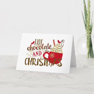 Hot Chocolate & Christmas Holiday Glitter Sparkle Card
