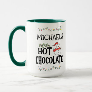 Hot Chocolate Christmas Snowman & Custom Name Mug