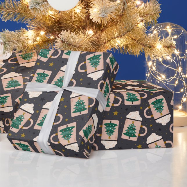 Hot Chocolate Christmas Tree Holiday Wrapping Paper (Holidays)