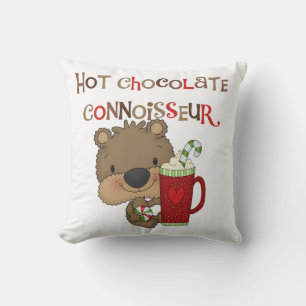 Hot Chocolate Connoisseur Boy Bear Throw Pillow