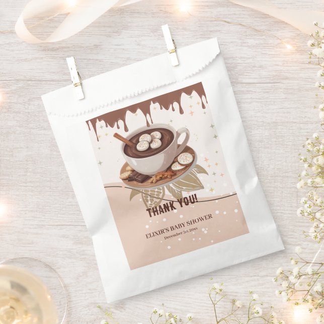 Hot Chocolate & Cookies Winter Baby Shower Favour Bag (Clipped)