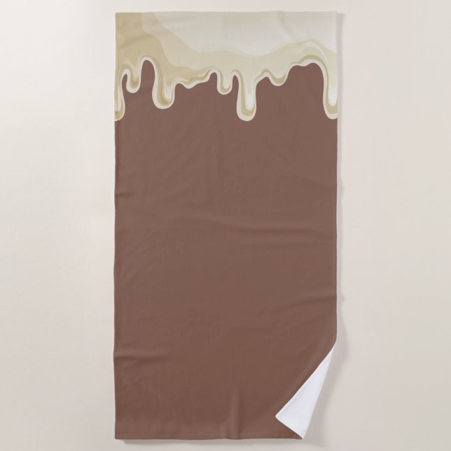 Hot Chocolate Dripping Cream Beach Towel (Front)