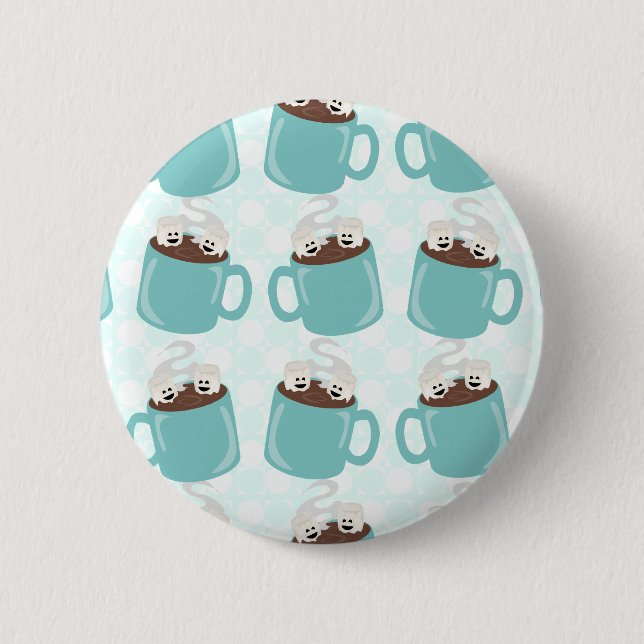 Hot Chocolate Happiness Pattern 2 Inch Round Button (Front)