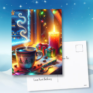 Hot Chocolate in a Christmas Window Personalized  Postcard