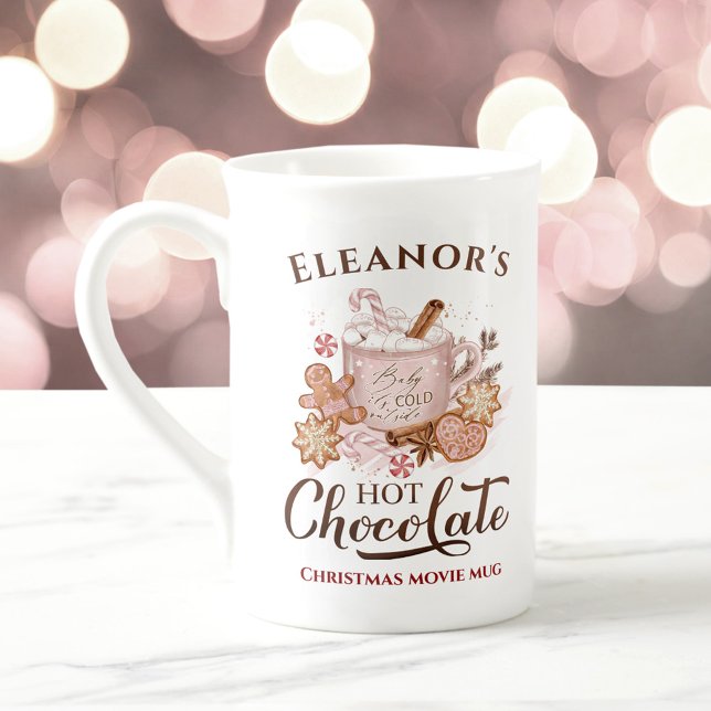 Hot Chocolate Name Pink Bone China Christmas Mug (Hot Chocolate Name Pink Bone China Christmas Mug)