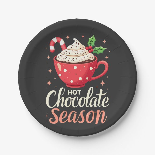 Hot Chocolate Season Christmas Lovers  Paper Plate (Front)