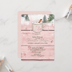 Hot Chocolate Snow Baby It's Cold Outside Rounded Invitation