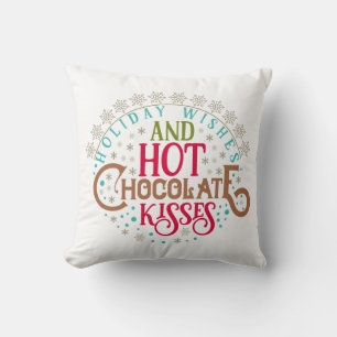 Hot Chocolate Snowflakes Kisses Cute Christmas Throw Pillow