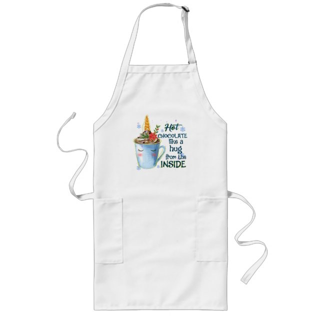 Hot Chocolate Unicorn | Cozy Unicorn Winter Long Apron (Front)