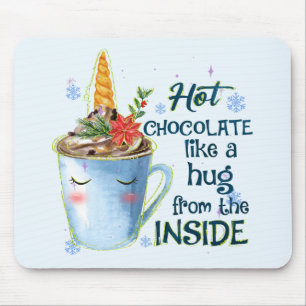 Hot Chocolate Unicorn Cozy Unicorn Winter Mouse Pad