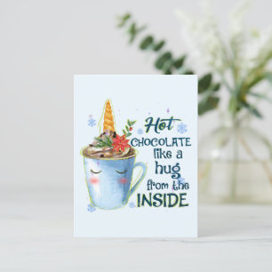 Hot Chocolate Unicorn   Cozy Unicorn Winter Postcard