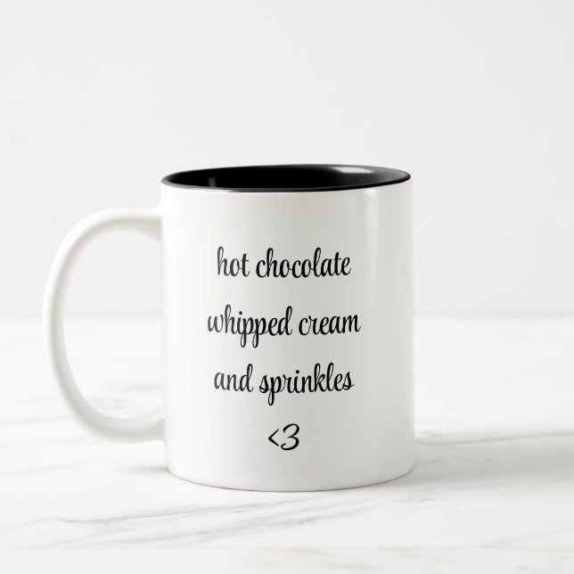 hot chocolate whipped cream and sprinkles <3 Two-Tone coffee mug (Left)