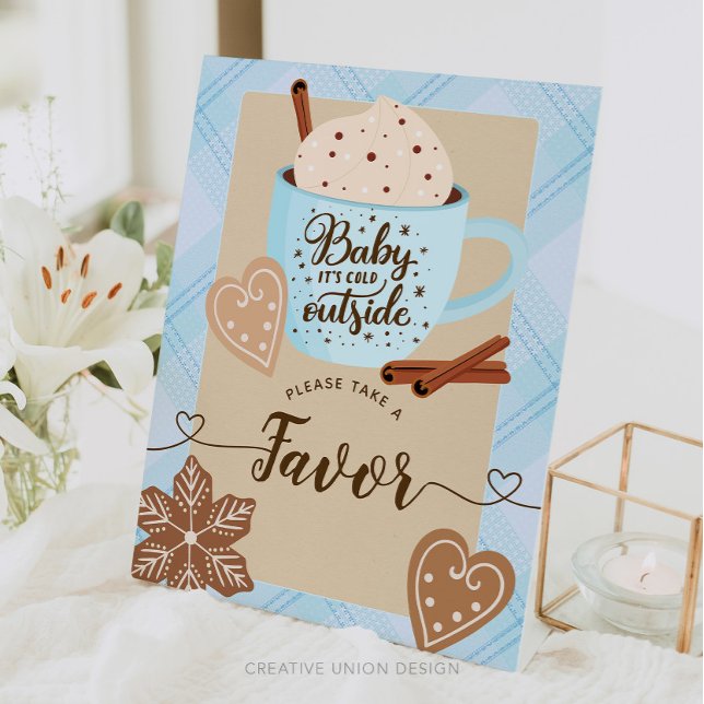 Hot Chocolate Winter Baby Shower Boy Favours Sign (Creator Uploaded)