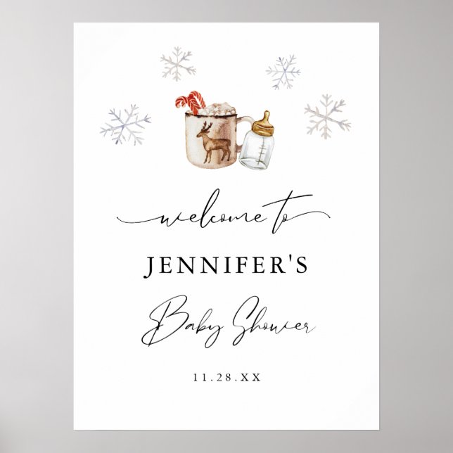 Hot Chocolate Winter Baby Shower Welcome Sign (Front)
