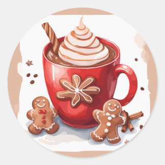 Hot Chocolate with cinnamon and gingerbread Classic Round Sticker