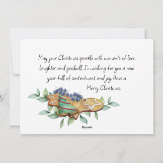 Hot Chocolate with Cookies and Greenery Flat Photo Holiday Card
