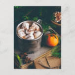 Hot chocolate with marshmallow postcard<br><div class="desc">Hot chocolate with marshmallow,  tangerine and gingerbread</div>