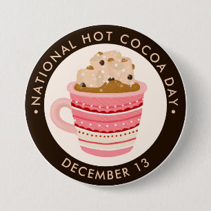 Hot Chocolate with marshmallows and chips 3 Inch Round Button
