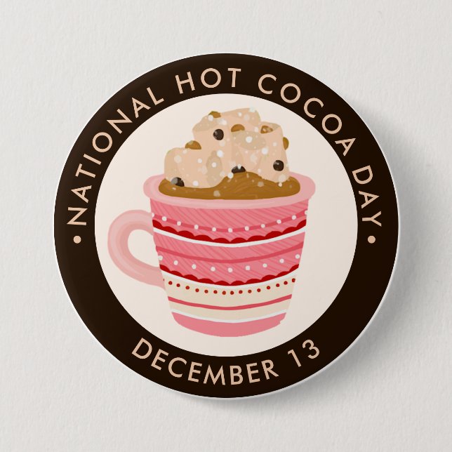 Hot Chocolate with marshmallows and chips 3 Inch Round Button (Front)