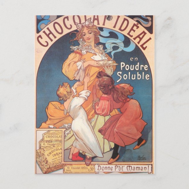 Hot Chocolate Woman Lady Vintage Postcard (Front)
