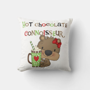 Hot ChocolateConoisseur Girl Bear Throw Pillow