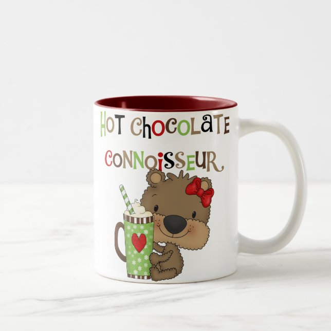 Hot ChocolateConoisseur Girl Bear Two-Tone Coffee Mug (Right)