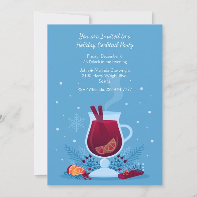 Hot Cider and Snow Holiday Party Invitation (Front)