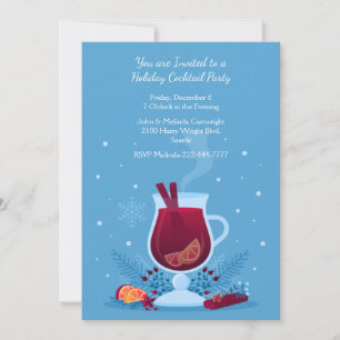 Hot Cider and Snow Holiday Party Invitation