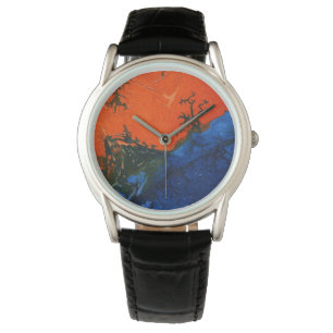 Hot coals, volcano, lava, black rock on hot red watch