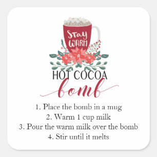 Hot Cocaca Bombe Christmas Sticker directions
