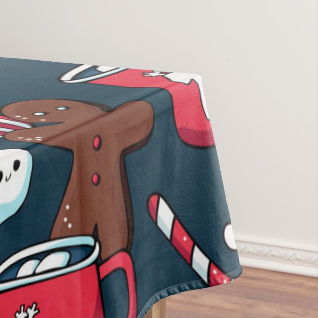 Hot Coco And Christmas Treats Pattern Tablecloth (In Situ)