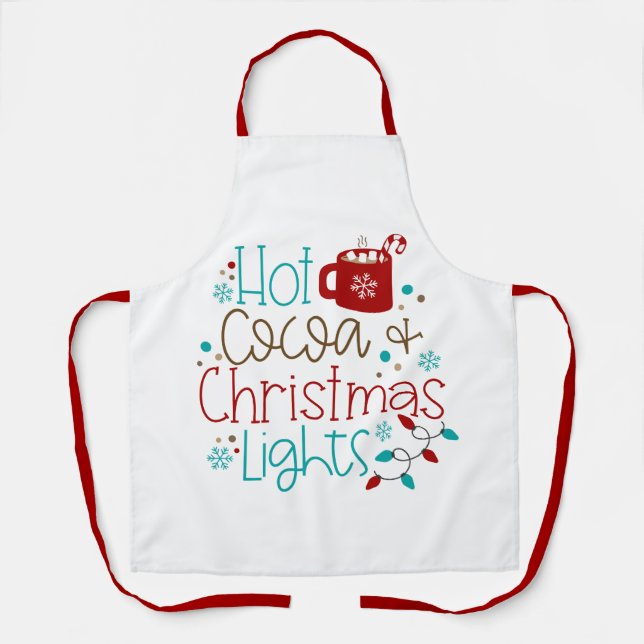 Hot Cocoa and Christmas Movies Modern Typography Apron (Front)