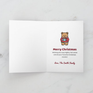 Hot Cocoa and Christmas Movies Personalized Card