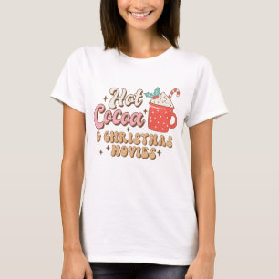 Hot Cocoa And Christmas Movies Retro T-Shirt