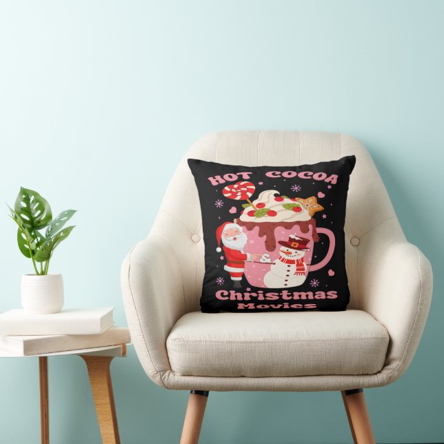 Hot Cocoa And Christmas Movies  Throw Pillow (Chair)