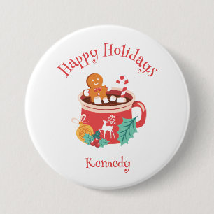 Hot Cocoa and Gingerbread 3 Inch Round Button