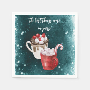 Hot Cocoa and Marshmallow Twin Baby Shower Napkin